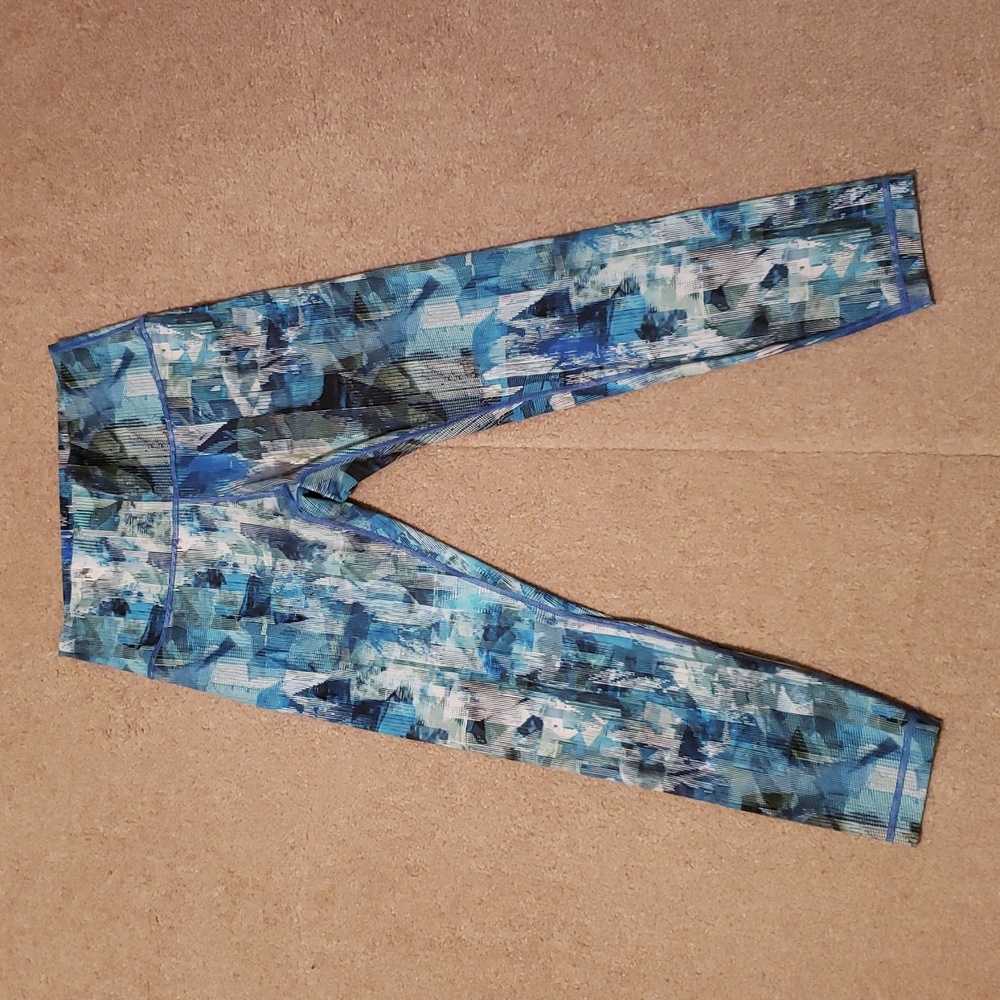 Lululemon Women Wunder Under Hi-Rise 7/8 Sun Dazed Multi Blue Tights